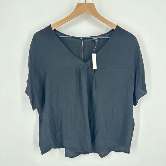 Madewell rhyme blouse top womens small black keyhole classic minimalist work #p - Picture 2 of 11